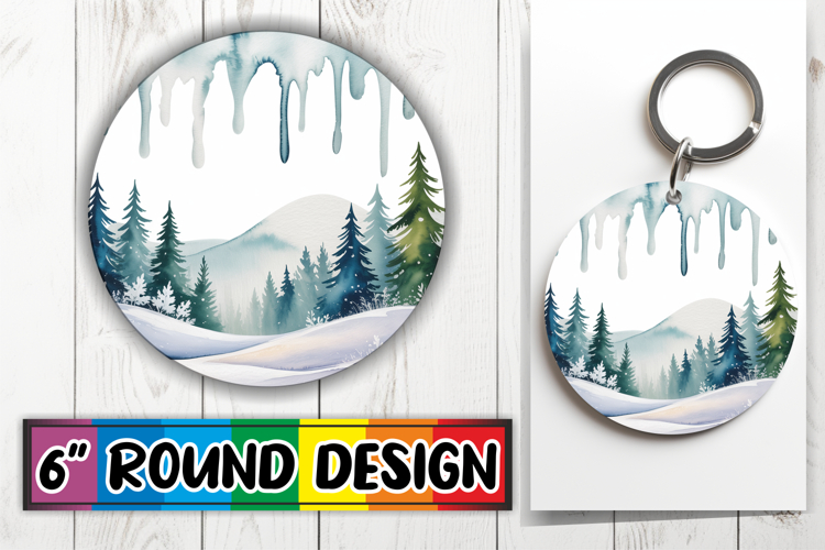 Whimsical Circle Keychain Sublimation, Winter