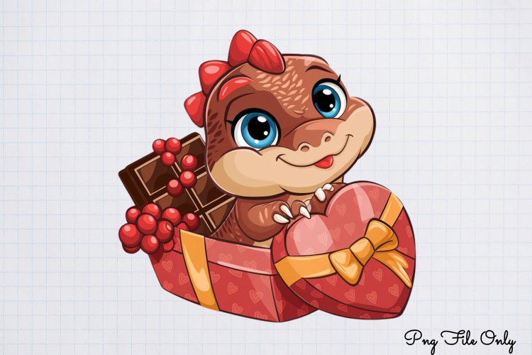 Peeking Dinosaur Valentines Day Clipart PNG
