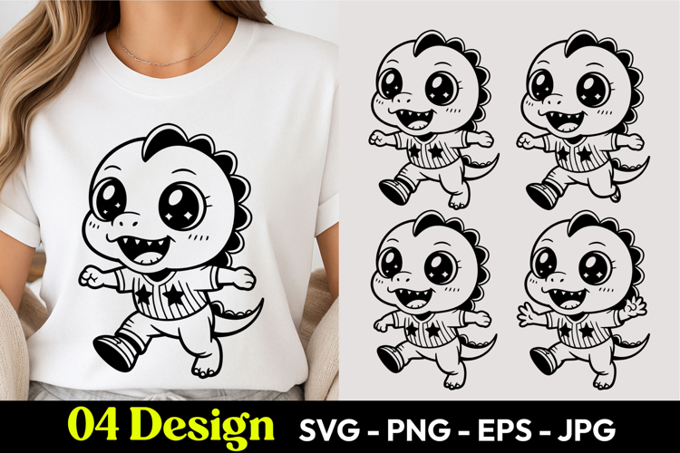 Happy Baby Dino SVG PNG
