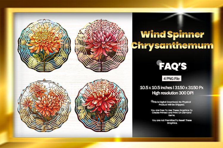 Chrysanthemum Wind Spinner Sublimation - 04 Variations example image 1