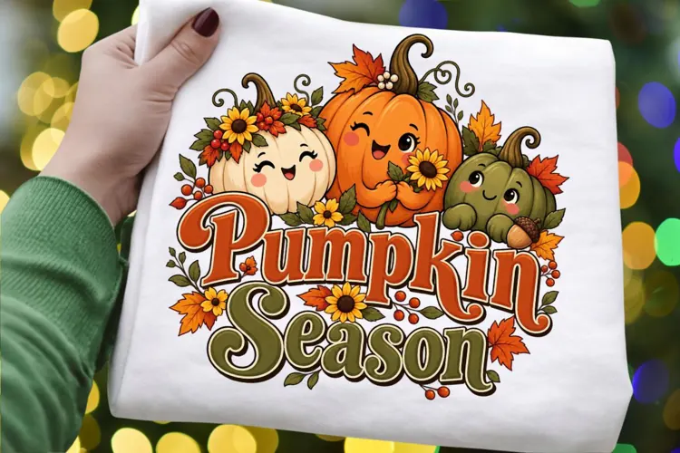 Pumpkin Season PNG, Cute Pumpkin Characters with Sunflowers