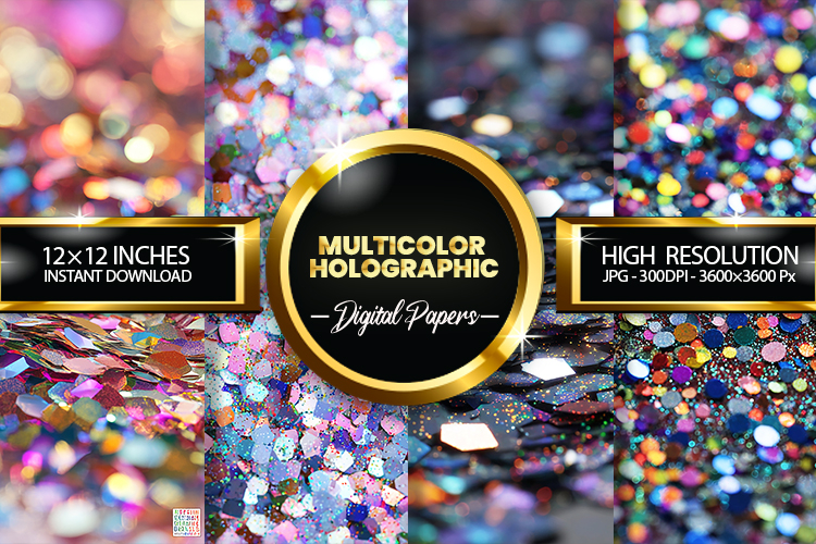 multicolor holographic Digital Papers - 04 variations