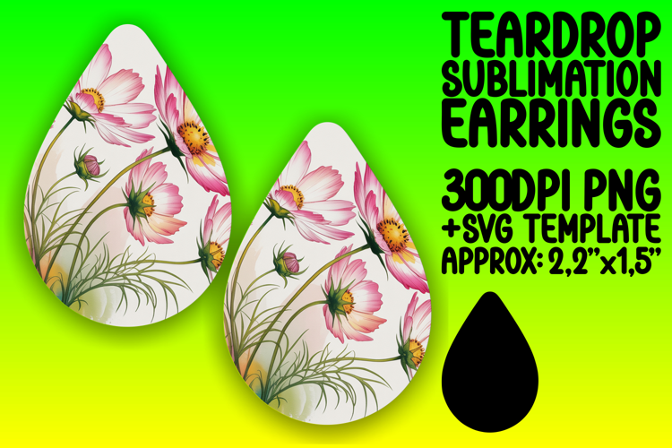 Dynamic Teardrop Earrings Artwork PNG , Flowers