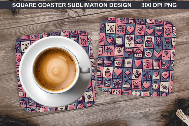 Valentine Coaster Sublimation, Valentine Coaster PNG Design