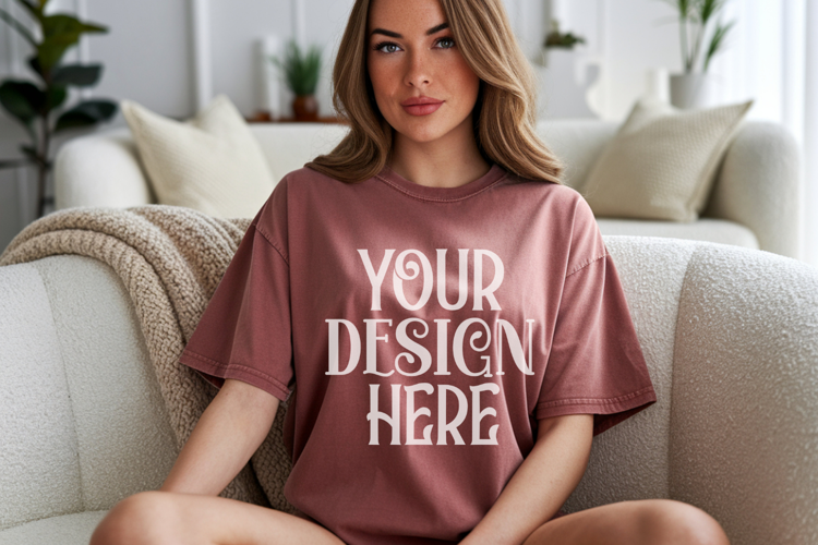 Brick Comfort Colors 1717 T-shirt Mockups,1717 Mockups