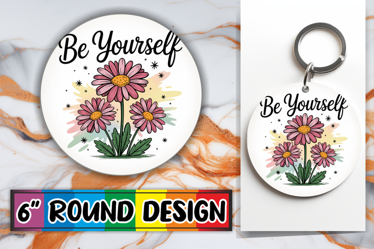 Cozy Round Keychain Magic, Flowers Quote