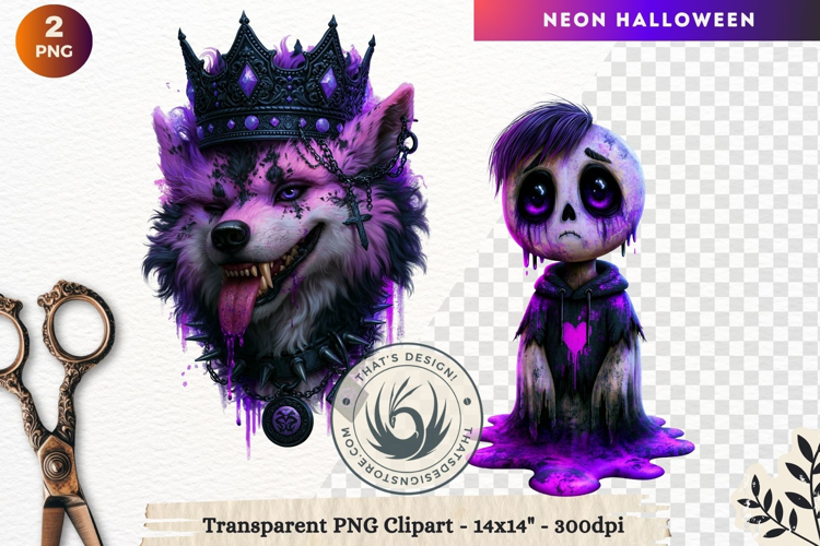 Neon Halloween Character Clipart Spooky Kawaii