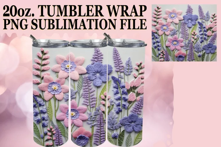 Tumbler Elegance with 3D Flowers Wrap
