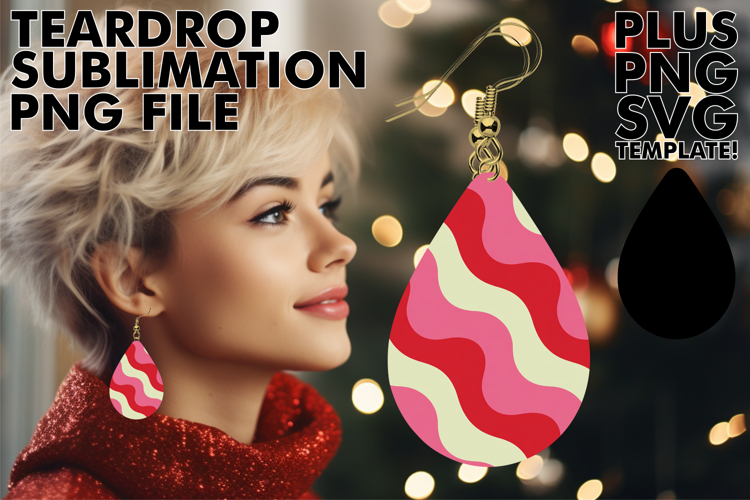 Sparkling Teardrop Earrings Gift PNG, Valentines Pattern