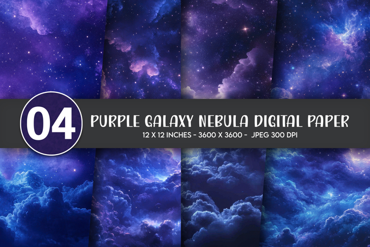 Purple Galaxy Nebula Digital Paper