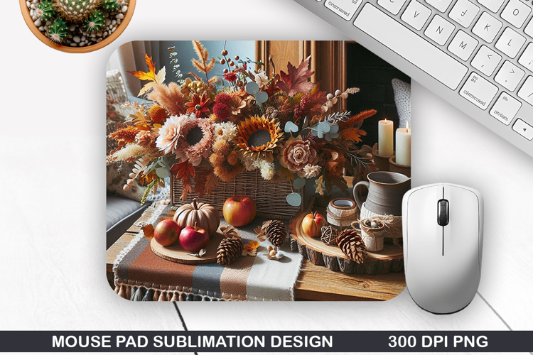 Flowers Mouse Pad Sublimation, Autumn Mouse Pad PNG Design