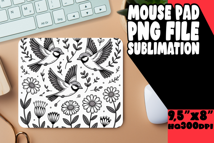 Bright Desk Pad Sublimation Design, Birds