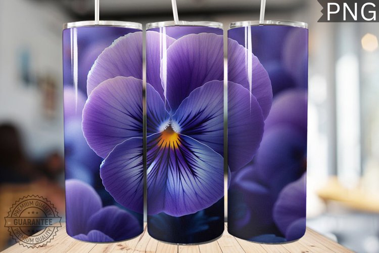 Pansy Flower Tumbler Wrap - Tumbler Design example image 1