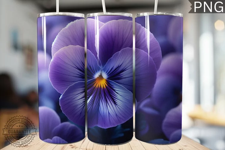 Pansy Flower Tumbler Wrap - Tumbler Design