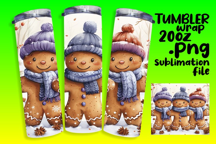 Christmas Gingerbread Wrap 20oz Tumbler Sublimation Art