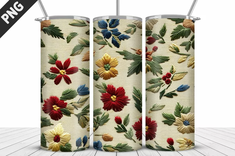 3D Daisy Flowers 20oz Tumbler Wrap | Sublimation Design