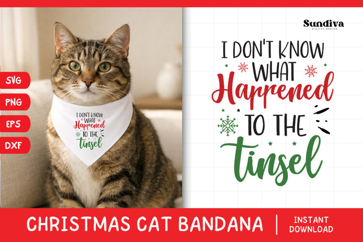 Christmas Cat Bandana Quotes SVG | I Dont Know What Happened