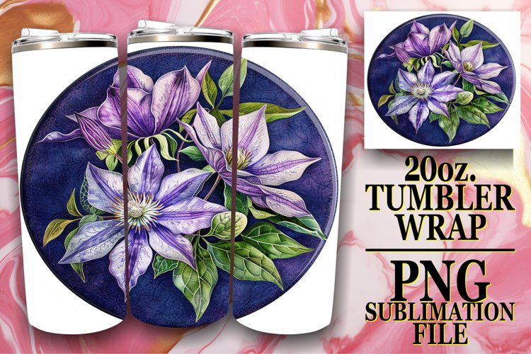 Spring Blossom Denim Tumbler Wrap 20oz example image 1