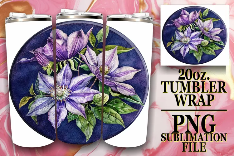 Spring Blossom Denim Tumbler Wrap 20oz