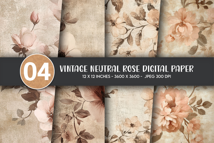 Vintage Neutral Rose Digital Paper