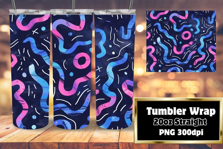 Abstract Neon Wave Tumblers 20oz example image 1