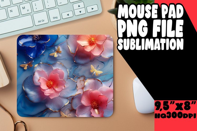 3D Marble Flower Sublimation Mouse Pad Pattern Design example image 1