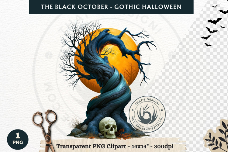 The Black October Gothic Halloween Clipart, Horror character