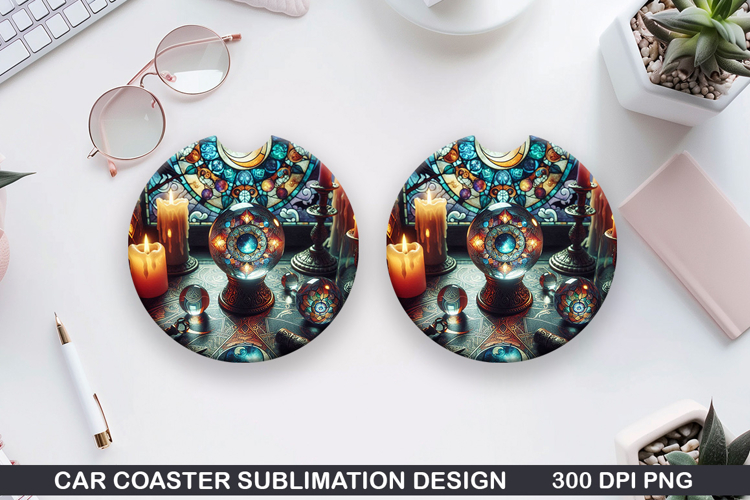 Crystal Ball Car Coaster Sublimation |Halloween Coaster PNG