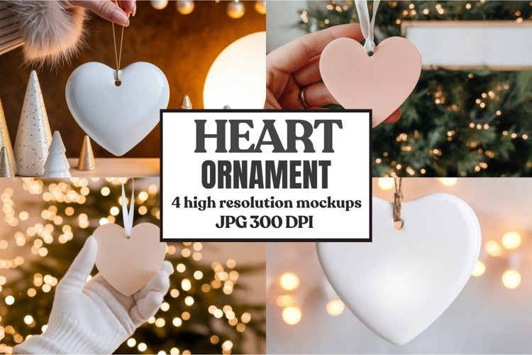 Heart Shaped Christmas Ornament Mockups | Frosted Glass Holi