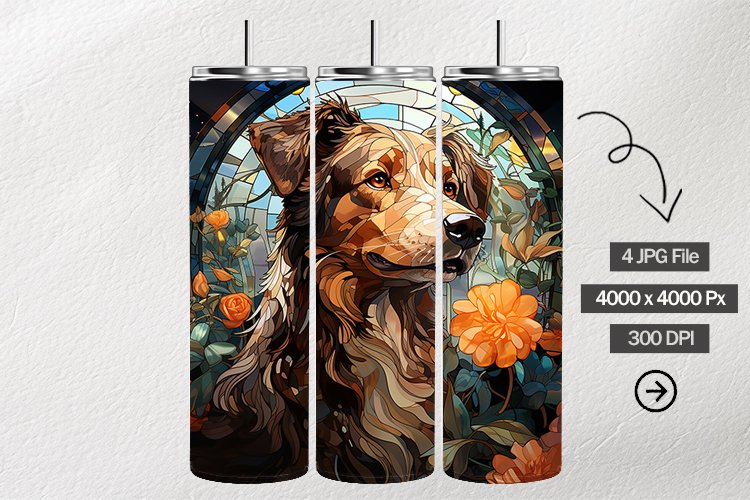 Dog Stained Glass Square Coaster - 04 Variations