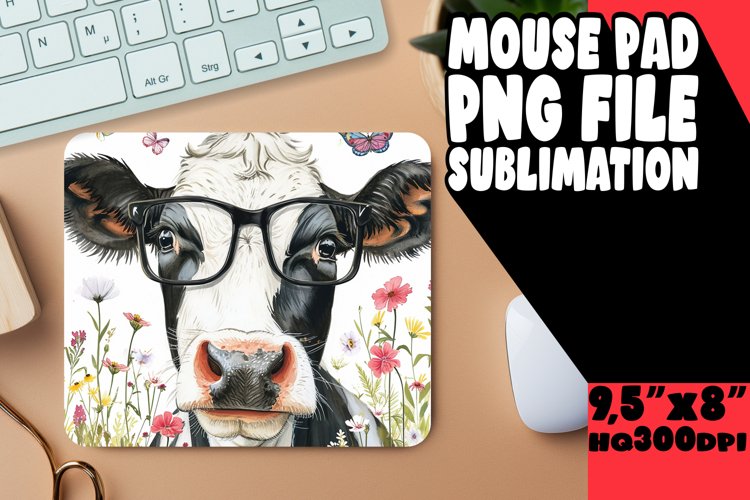 Joyful Spring Cow Mouse Pad: Sublimation Bliss example image 1