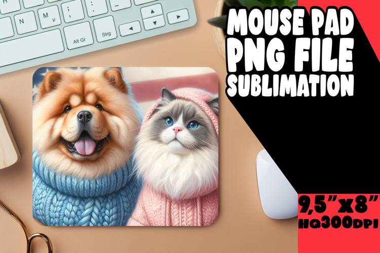 WHIMSICAL DESK PAD PLAYFUL MAGIC, Dog and cat