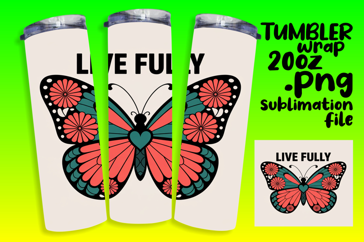 Stylish Tumbler Design for Sublimation , Butterfly