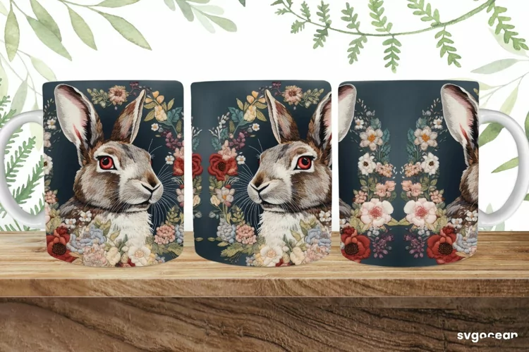 Embroidery Hare Mug | 11 oz | Sublimation