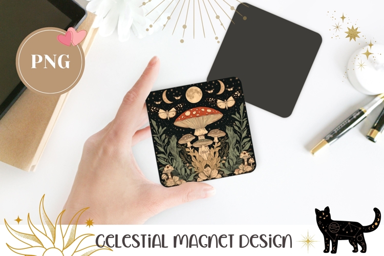 Cartoon Moon Magnet Design, Celestial Forest Magnet Print