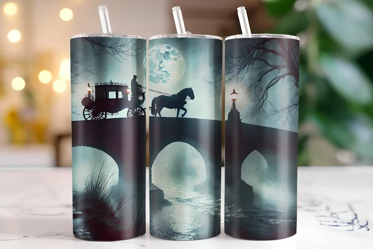 Horse with Carriage Tumbler Wrap | Sublimation | Tumblers