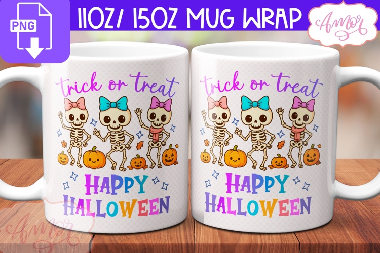 Happy Halloween mug wrap PNG, Cute Spooky mug PNG