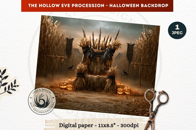 Gothic Halloween background - Hollow Eve Procession Backdrop
