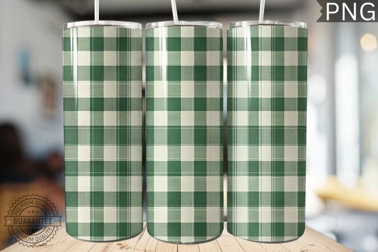 Green Plaid Tumbler Wrap - High Quality 300 Dpi