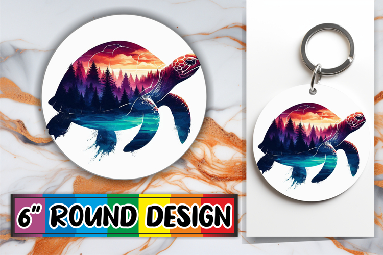 Radiant Circle Sublimation Keychain, Animals Art