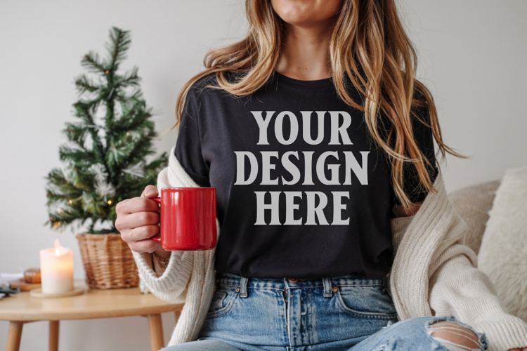 Black Tshirt Mockup Image 8