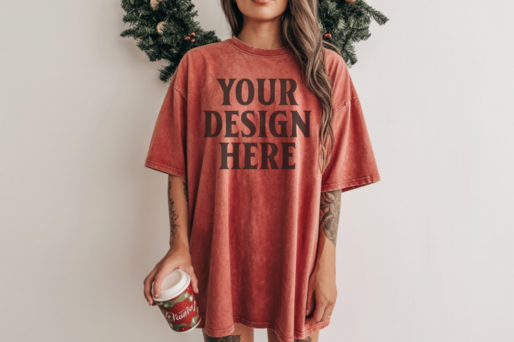 Brick Christmas Comfort Colors 1717 TShirt Mockup,cc1717 moc