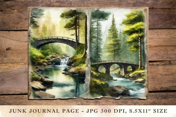 Printable Junk Journal Pages misty forest 5