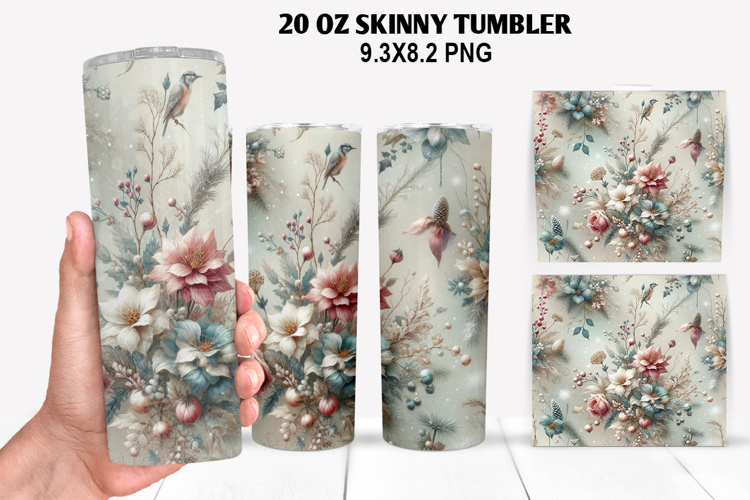 Flowers Skinny Tumbler 20oz Wrap Design, Spring Tumbler Wrap