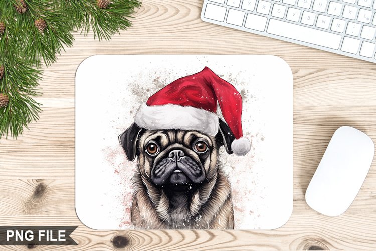 Christmas Dog Sublimation Mouse Pad PNG Design