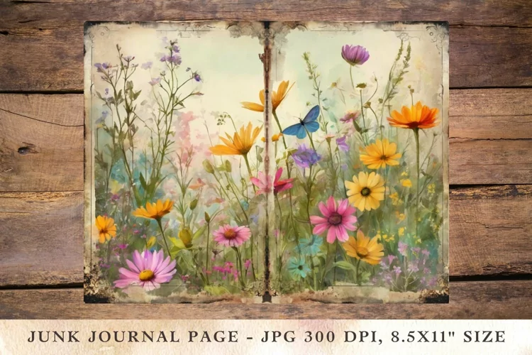 Printable Junk Journal Pages wildflower 29