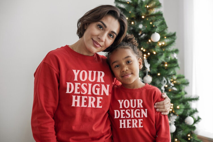Christmas Family Matching T-Shirt Mockups | Holiday Group example image 1