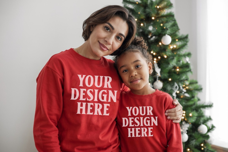 Christmas Family Matching T-Shirt Mockups | Holiday Group