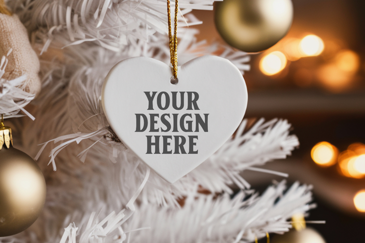 Holiday Love Heart Ornament Mockups | Romantic Christmas Tre