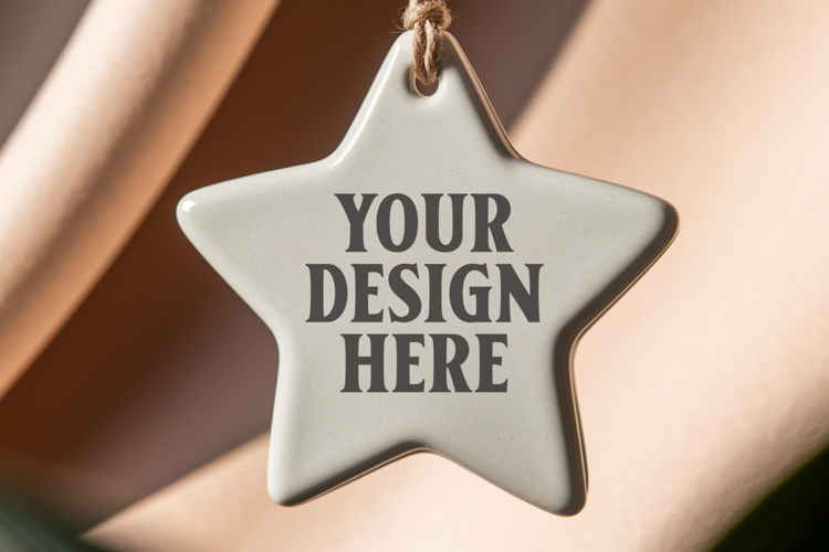 Christmas Star Ceramic Ornaments Mockup
